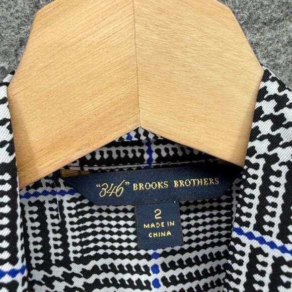 Brooks Brothers Blouse Women 2 Gray Plaid V-Neck Long Sleeve Pullover Casual - Picture 3 of 7